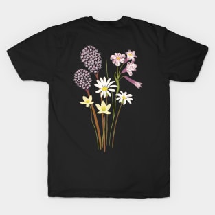 Wildflower bouquet on black T-Shirt